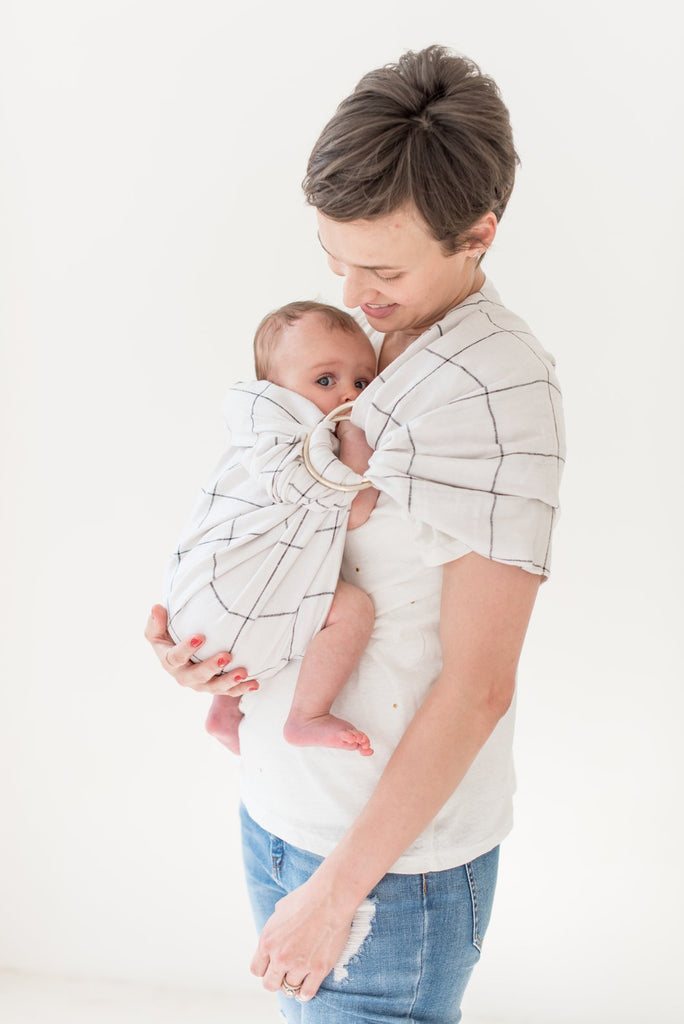 Grid Linen Ring Sling Baby Couture