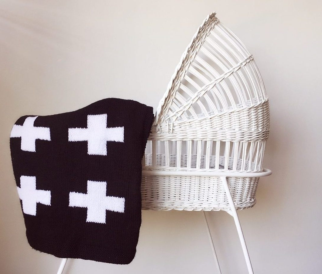 Crib Blanket - Black Swiss Cross