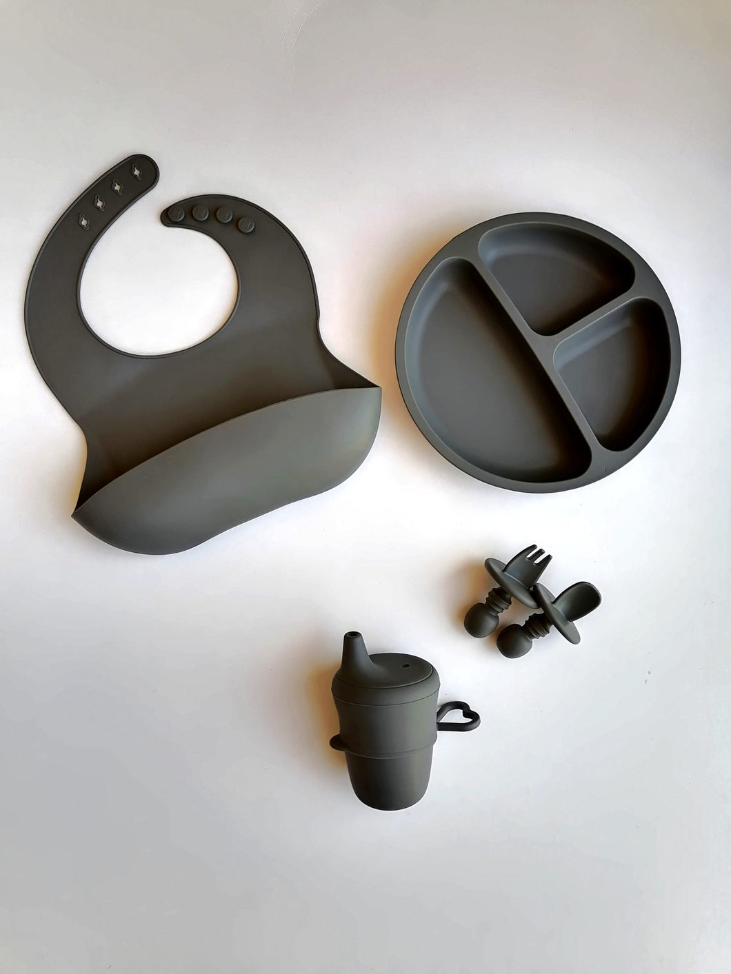 Silicone 6 piece Feeding Set - Slate