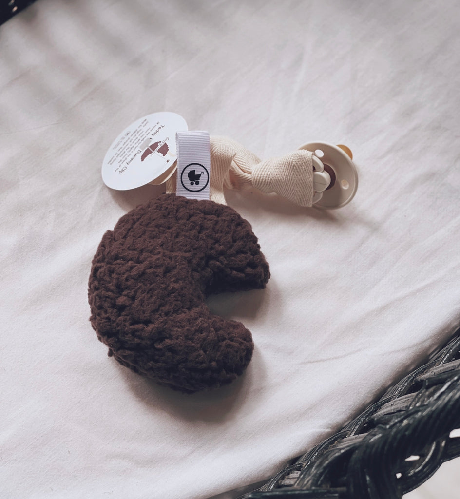 Teddy Fleece Moon Pacifier Holders Baby Couture