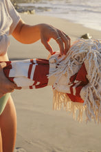 Rust & White Striped Fringe Premium Umbrella