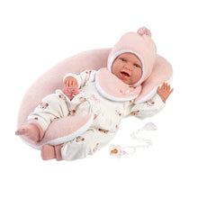 Llorens - Baby Girl Doll with Crying Mechanism, Clothing & Pink Cushion: Mimi - 42cm