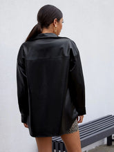 Black Leather Drop Shoulder Jacket