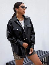 Black Leather Drop Shoulder Jacket