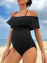 Maternity Ruffle Edge One Piece - Black