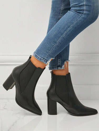 Black Chunky Heel Chelsea Boot