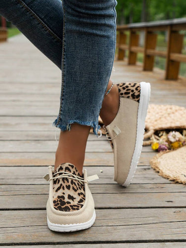 Leopard/Khaki Lace Up Sneakers