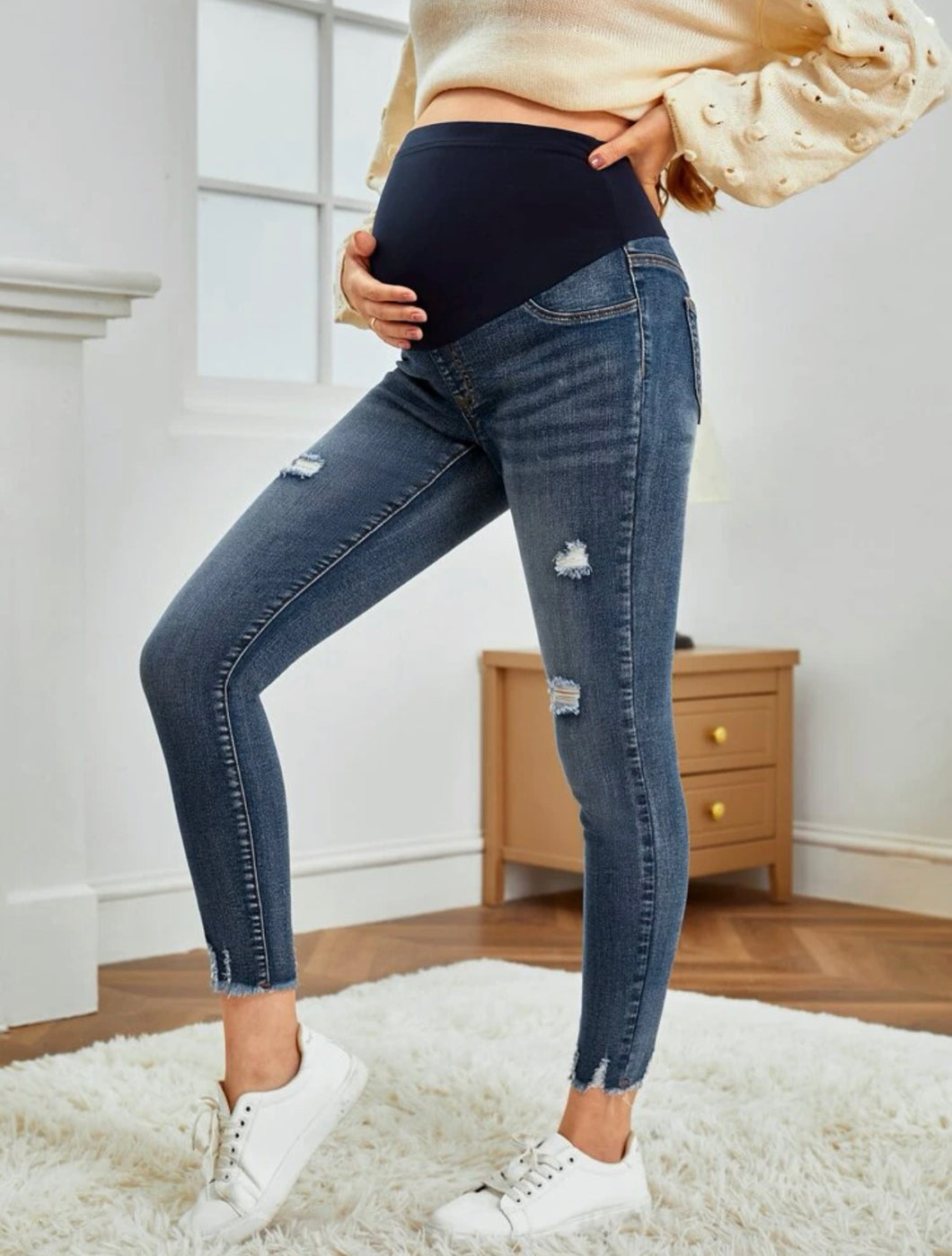 Annaleah Ripped Denim Maternity Jeans