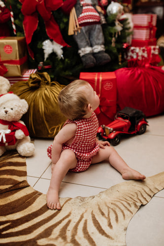 Baby Christmas Gingham Romper
