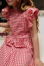 Girls Frilly Christmas Gingham Dress