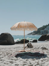 Yellow & White Striped Fringe Premium Umbrella