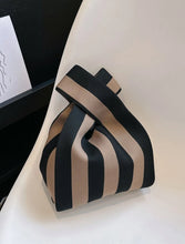 Striped Knit Tote - Stone/Black