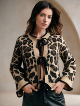 Leopard Tie Cardi - Black/Khaki