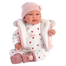 Llorens - Newborn Baby Girl Doll with Crying Mechanism, Pink Romper & Accessories: Tina - 44cm