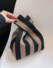 Striped Knit Tote - Stone/Black