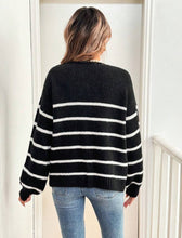 Tie Cardi - Black/ White Stripe