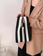 Striped Knit Tote - Black/White