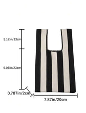 Striped Knit Tote - Black/White