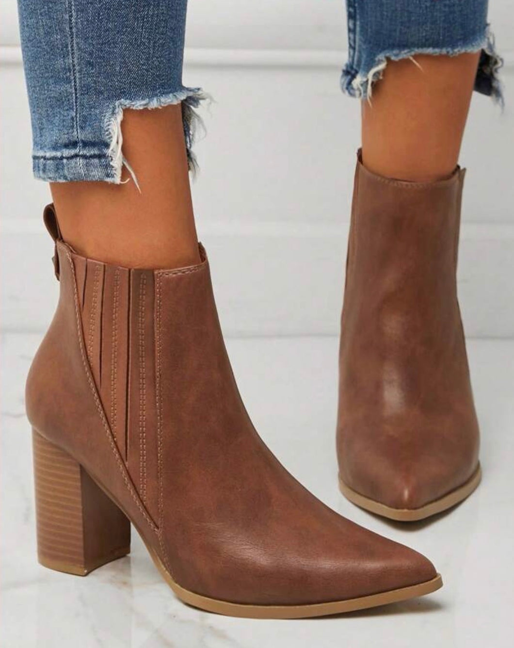 Tan Chunky Heel Chelsea Boot