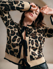 Leopard Tie Cardi - Black/Khaki