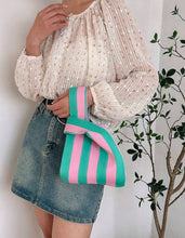 Striped Knit Tote - Pink/Green
