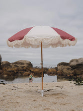 Red & White Striped Fringe Premium Umbrella