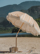 Yellow & White Striped Fringe Premium Umbrella