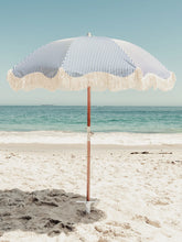 Blue & White Striped Fringe Premium Umbrella
