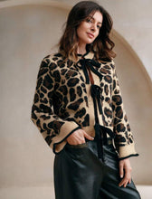 Leopard Tie Cardi - Black/Khaki