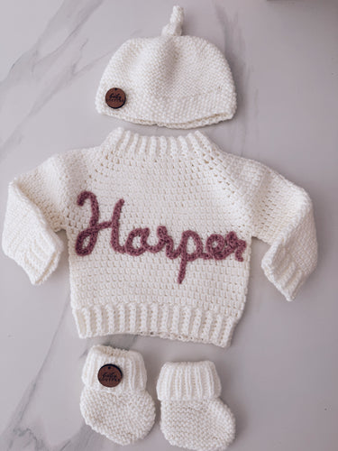 Signature Sweater, Beanie & Booties Set
