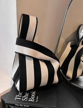 Striped Knit Tote - Black/White