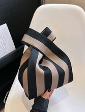 Striped Knit Tote - Stone/Black