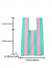 Striped Knit Tote - Pink/Green