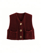 Sleeveless Knit Vest - Burgundy