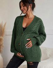 Cable Knit Oversized Cardigan - Green