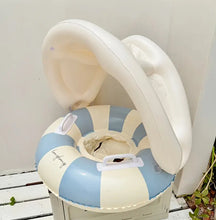 Blue & White Striped Baby Float with Canopy