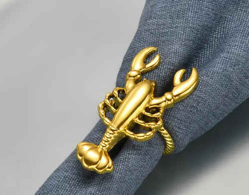 Gold Lobster Napkin Rings - Set of Four