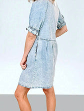 Maternity Puff Sleeve Denim Dress