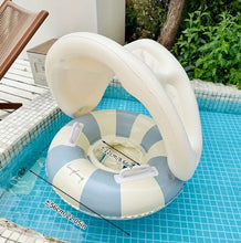 Blue & White Striped Baby Float with Canopy