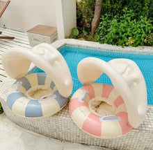 Blue & White Striped Baby Float with Canopy