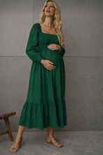 Shirred Ruffle Hem Maxi Dress - Emerald