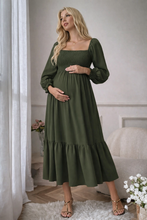 Shirred Ruffle Hem Maxi Dress - Green
