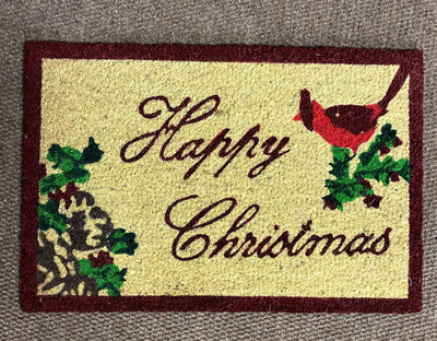 HAPPY XMAS MAT RED BIRD
