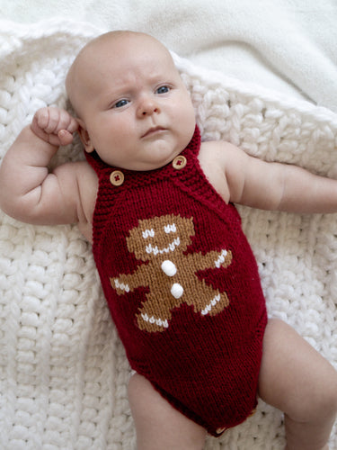 Gingerbread Man Baby Knit Romper