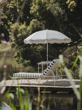 Forest Green & White Striped Fringe Premium Umbrella