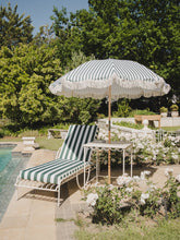 Forest Green & White Striped Fringe Premium Umbrella