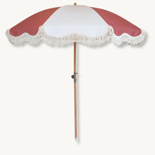 Red & White Striped Fringe Premium Umbrella