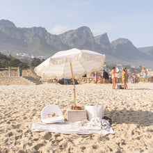 Stone & White Striped Fringe Premium Umbrella