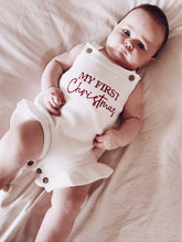 'My First Christmas' Ruffle Knit Baby Girl Romper
