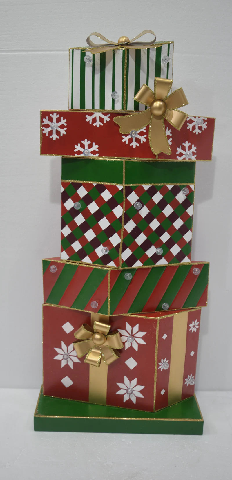 RED GREEN METAL GIFTBOX W LIGHTS